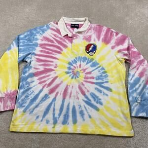 Rowing Blazers Polo Shirt Mens 2XL Multicolor Tie-Dye Grateful Dead Rugby Preppy